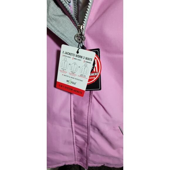 Girls ZeroXposur Pink Gray Heavyweight Waterproof Winter 3 In 1 Coat Sz L 14/16 - Picture 11 of 11